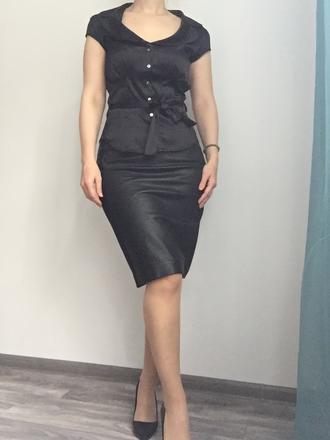 Pietro filipi čierna saténová blúzka s opaskom s, pietro filipi,s