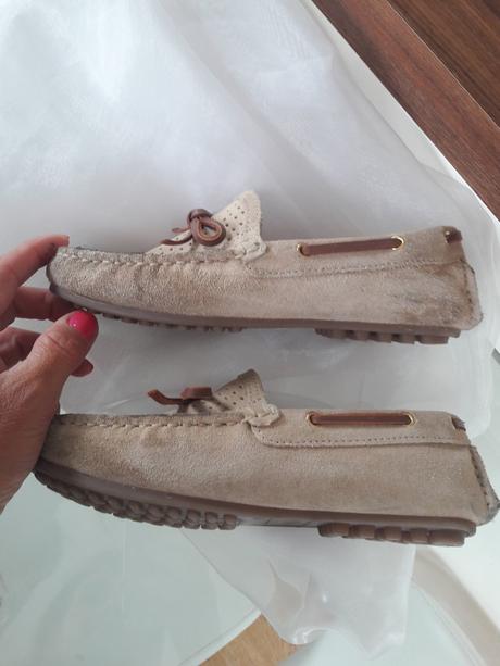 Mokasiny z brusenej koze 2x pouzite, zara,33