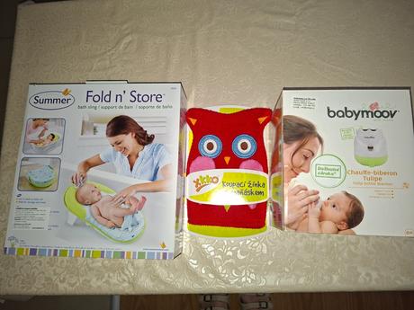 Kúpania podložka+ohrievač kojen.fliaš+veľa iného, babymoov