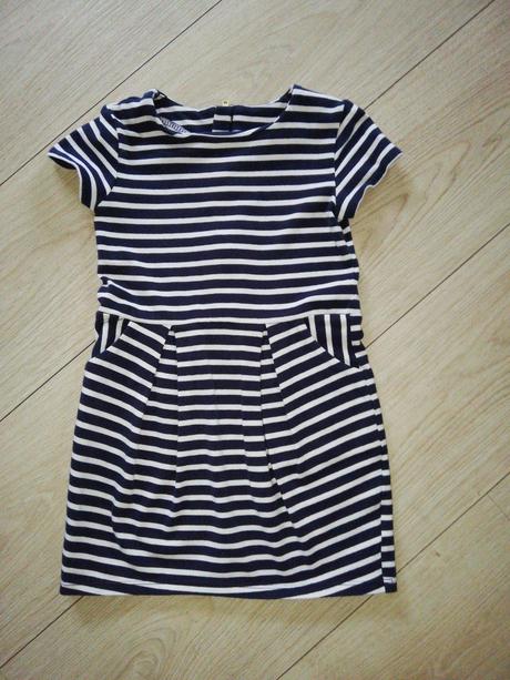 Tmavomodré pasikave šaty, h&m,98