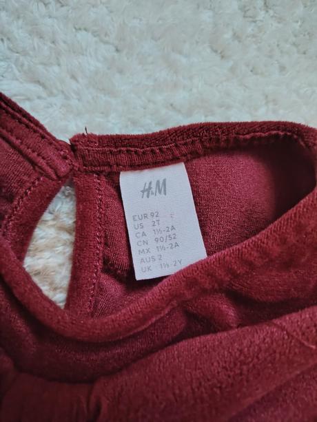 Bordové velúrove šaty s krátkym rukávom, h&m,92