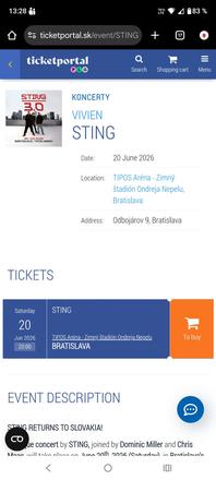 Koncert sting 20.6.2026,