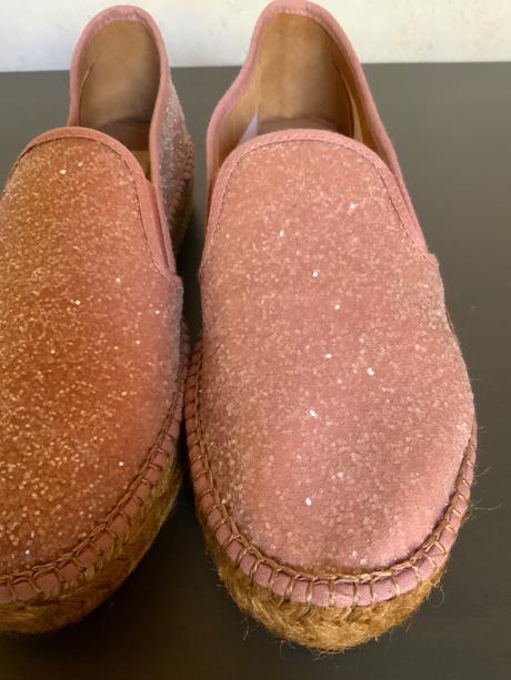 Gaimo ružové espadrilky flitrovane na platforme, 36