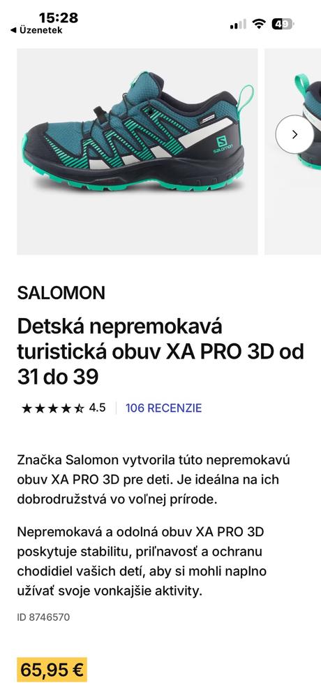 Salomon turistická nepremokavá obuv - ako nová, salomon,39