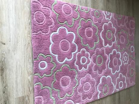 Detský koberec ružový s kvetinkami, 