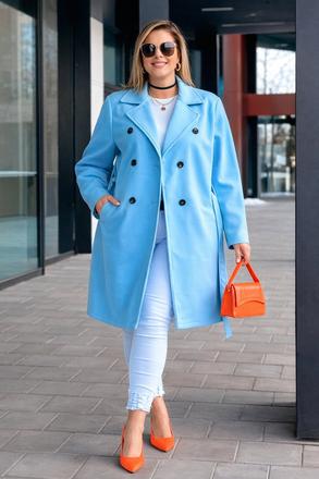 Dámsky prechodný kabát plus size modrý, 