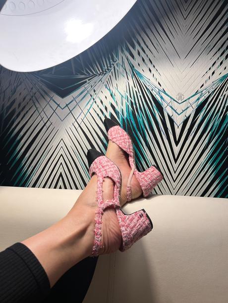 Topánky tweedove ružové, 38