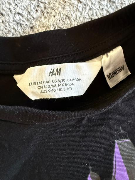 Tričko krátke wednesday, h&m,140