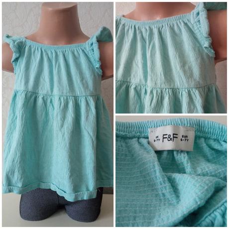 Dievčenská modrá blúzka s krátkym rukávom (6-7r.), f&f,122
