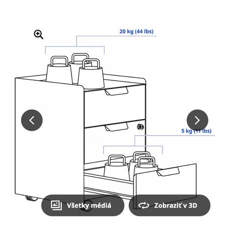 Trotten skrinka s 3 zásuvkami/kolie.biela za 60,