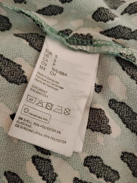 H&m elegantné mint vzorované šaty s dlhým rukávom, h&m,s