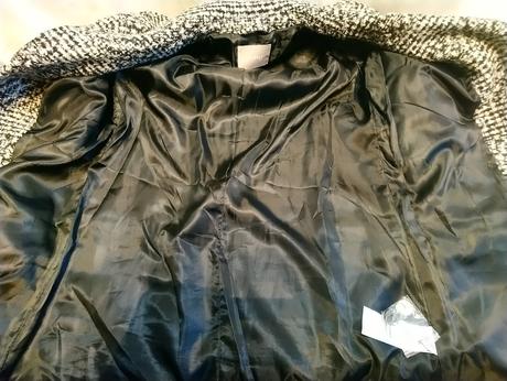 Čierno bielosivý acrylovo vlnený kabát orsay 36/38, orsay,38