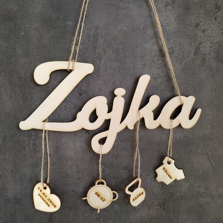 Meno s údajmi o narodení dieťatka, 