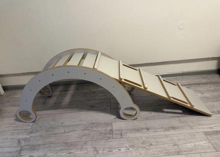 Montessori drevená hojdačka +šmyklavka/rebrik, 