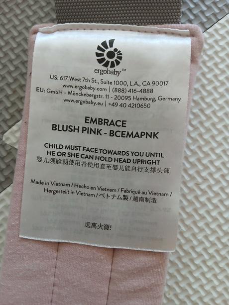 Nosič ergobaby embrace blush pink, ergo baby