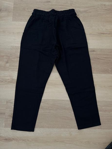 Čierne ľanové dámske nohavice, s