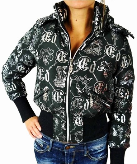 Luxusna zimna bundicka s kapuckou ed hardy vel.s, ed hardy,s