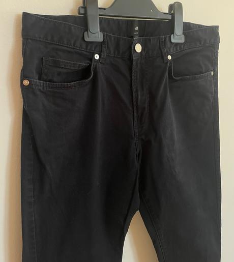 Tmavomodre slim fit nohavice h&m, h&m