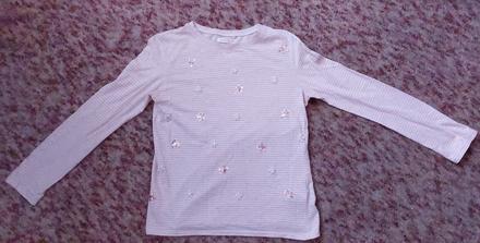 Ružové tričko s dlhými rukávmi a flitrami, next,152