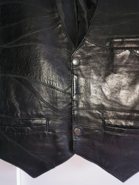 Pánska kožená motorkárska vesta, l