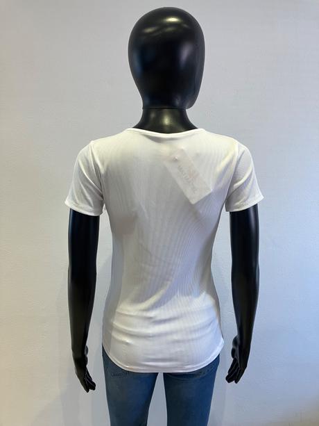 Dámske vrúbkované tričko s ozdobou biele, l / m / s