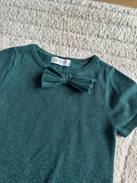 Tmavozelene trblietave saty h&m 110/116, h&m,110