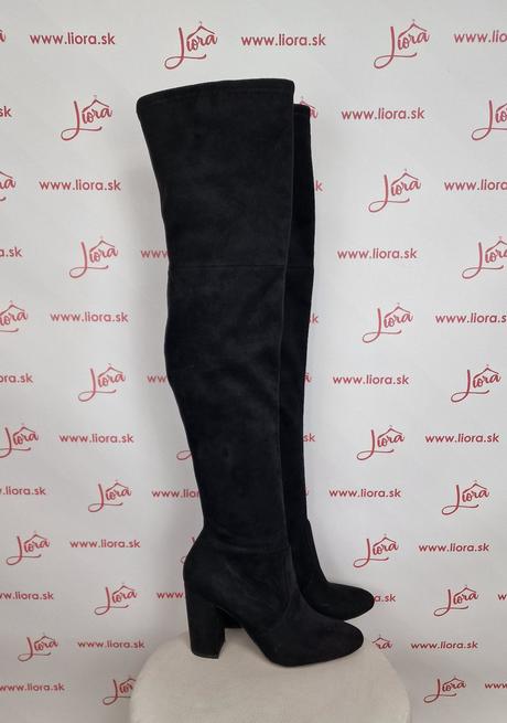 Čierne dámske čižmy nad kolená, 38