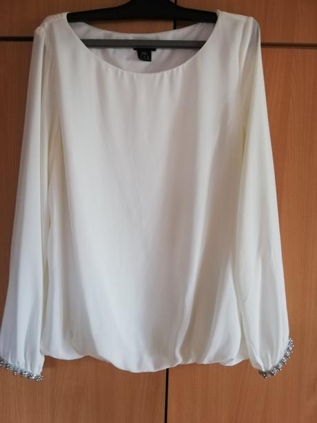 Biela blúzka s ozdobným rukávom, f&f,40