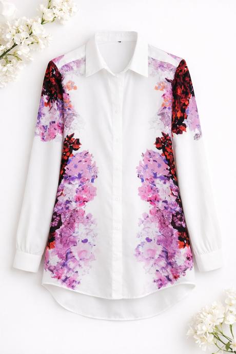 Dámska košeľa s kvetinovým vzorom, xl