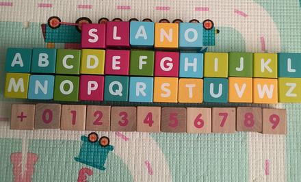 Drevené kocky-čísla a písmená, 