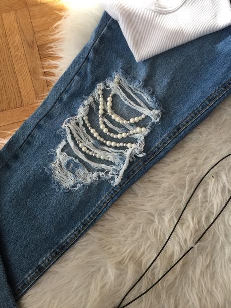 Perlickove potrhane rifle, calzedonia,xs