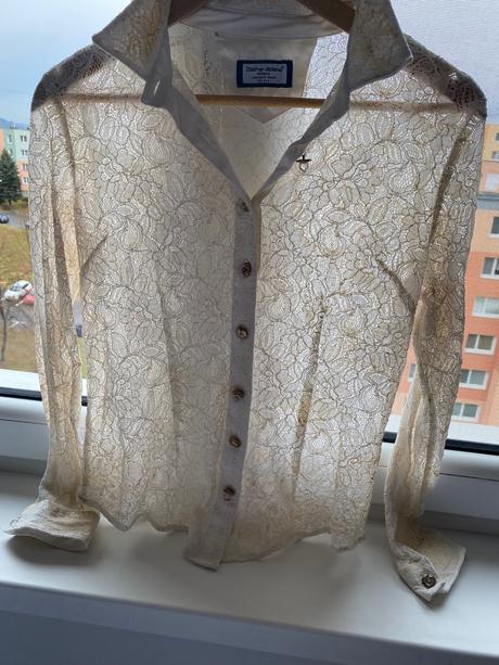 Biela cipkovana bluzka, 38