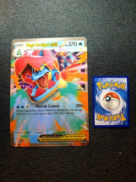 Velka 3d pokemon tcg karta mega feraligart ex, 