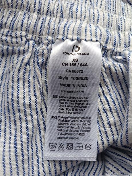 Ľanové kraťasy, tom tailor,xs