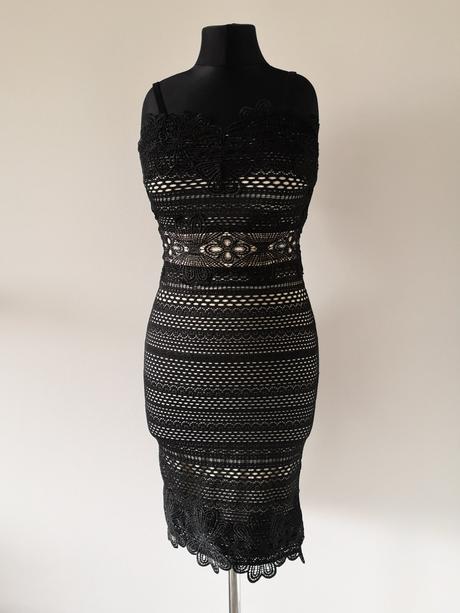 Čipkované čierne šaty bodyflirt, bonprix,s