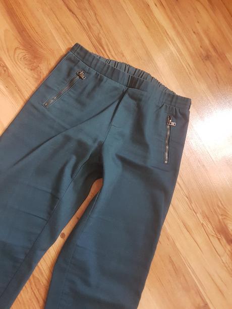 Športovo-elegantné nohavice-petrolejová farba, 36