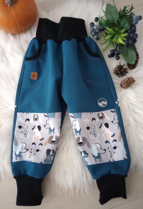 Rastúce softshellové nohavice - psíky, 86 - 146