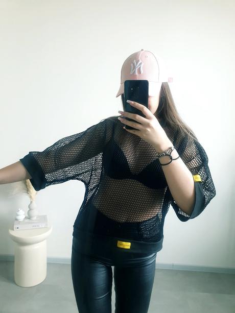 Sieťovaný oversize top m, m