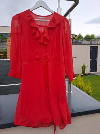 Dámske červené šaty xs/ s h&m tenké, h&m,xs
