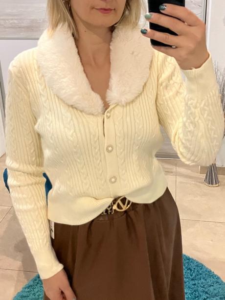 Dámsky sveter s kožušinkou, l / m / xl
