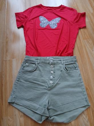 Riflove kratase s vysokým pásom +tričko, bershka,xl