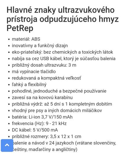 Ultrazvukový dobíjací prístroj proti kliešťom,