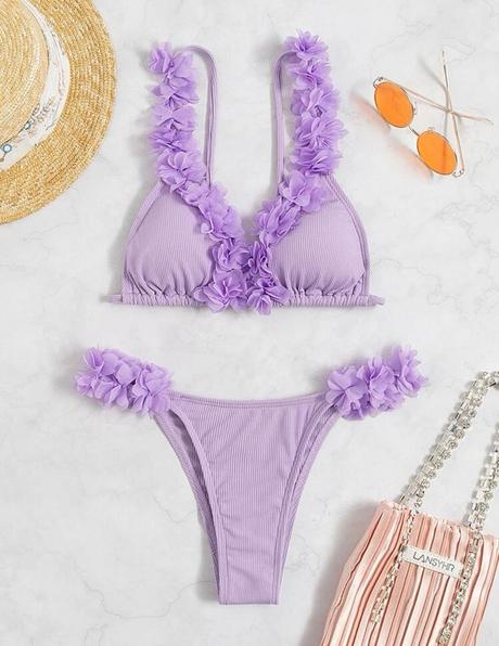 Plavky s 3d kvetinami, s