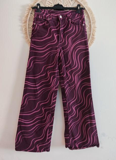 Široké vzorované džínsy h&m, h&m,l