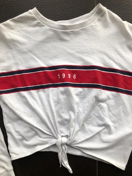 Crop tričko s uzlom, h&m,s