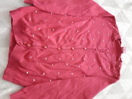 Tmavoruzovy dievcensky pulover s bodkami, 128