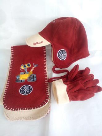 Nenosený zimny set, čiapka, šál, rukavice, 122