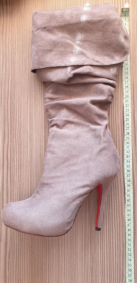 Semišové prechodné čižmičky nad kolená, 37