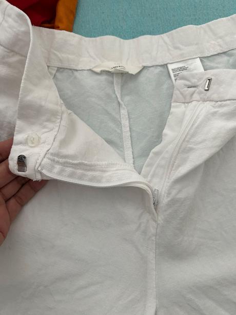 Biele lanove nohavice, h&m,m