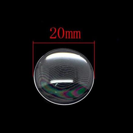 Sklenený kabošon číry - 20 mm , 